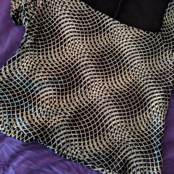 VTG '90s Glitter Party Crop Blouse M - Picture 2 of 12